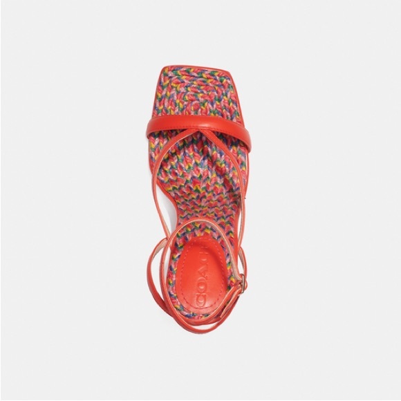 Coach Kaia Poppy Strappy Leather Sandal Rainbow - Picture 4 of 16